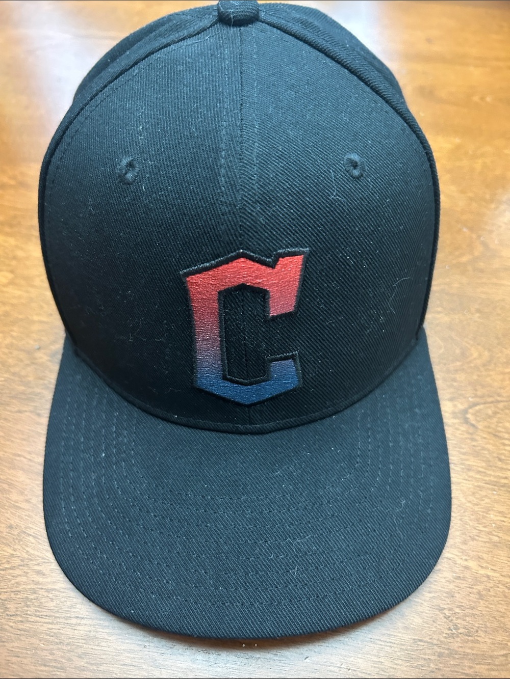 Cleveland Guardians Fanatics Black Snapback Hat with Red-to-Blue Ombre 'C' Logo